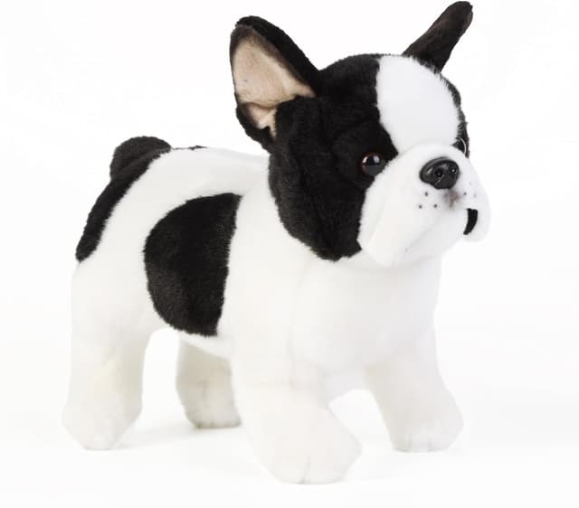Detalle de Tiny Heart French Bulldog dog stuffed animal plush toy, 26cm white