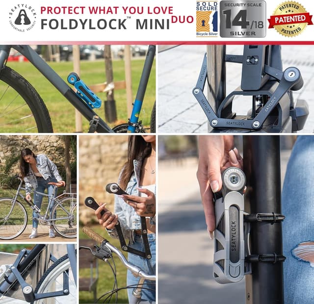 Detalle de Seatylock FoldyLock Mini Duo ant ivol pliable 2 chaînes pour vélo et trottinette électrique, 75 cm