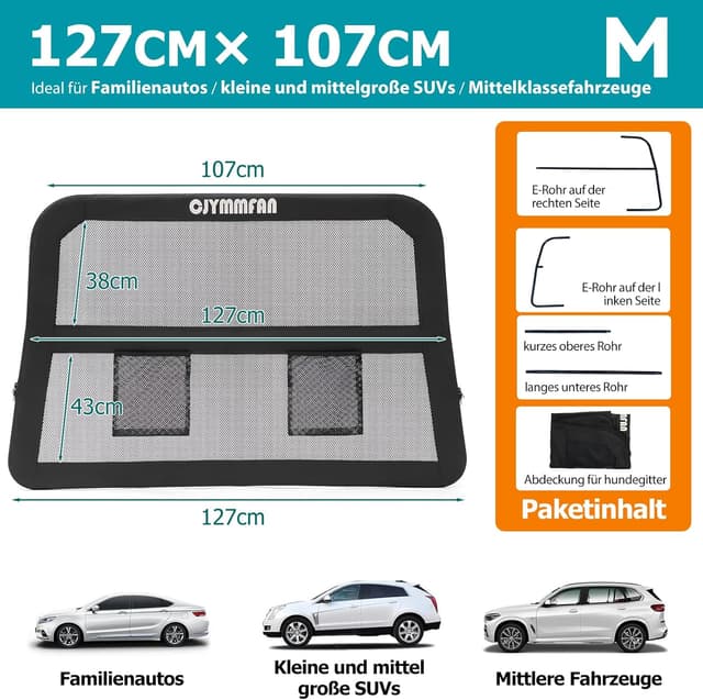 Thumbnail 6 de CJYMMFAN Hundegitter für Auto Rücksitz und Kofferraum