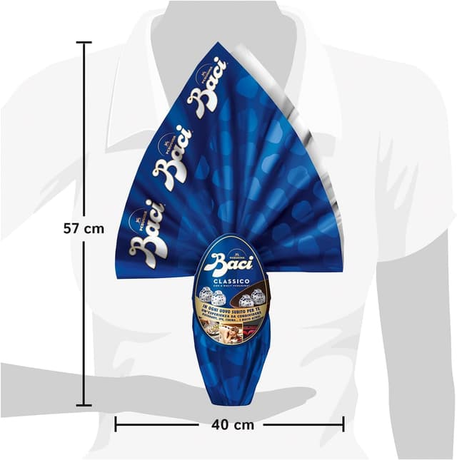 Detalle de Uovo di Pasqua 2026 Classico BACI Perugina fondente con sorpresa e 4 cioccolatini 265 g