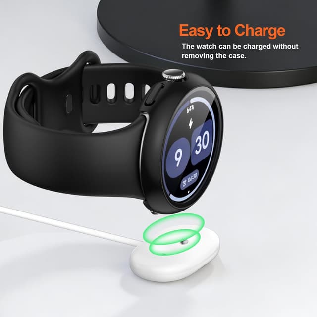 Detalle de JZK 2-Pack Case with Screen Protector for Google Pixel Watch 4 (2025) 41mm in Black/Clear