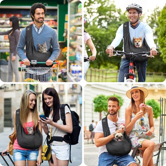 Detalle 2 de AUYAO Borsa da Viaggio per Cani e Gatti fino a 7,5 kg regolabile, con tasche e tracolla