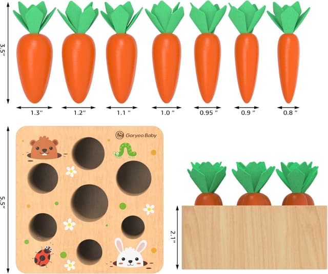 Thumbnail 1 de KMTJT Montessori Carrot Harvest Shape Sorter for 12 Months