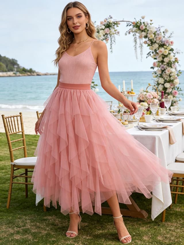 Detalle 2 de Girstunm Tüllrock Midi Tailliert A-Linien