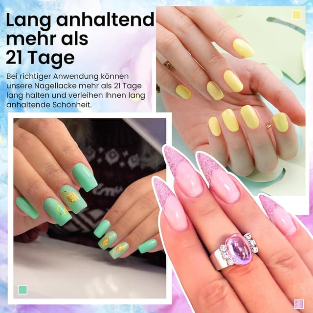 Detalle de VANREESA U V Nagellack Set mit 45 Farben (Gel Nägel Starterset inkl. Unterlack & Überlack)