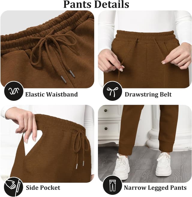 Detalle de Kfnire Warme Jogginghose Damen Winter mit Sherpa-Fleece-Fütterung, Thermo-Shortschnitt & Kordelzug