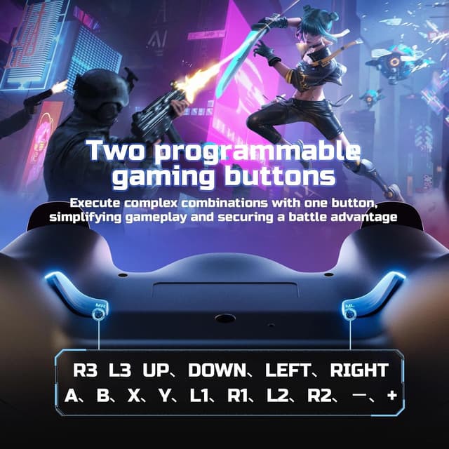 Detalle de RivalPlay Wireless Controller for PC with Hall Effect joysticks, 2.4G & wired 1000Hz, remappable buttons