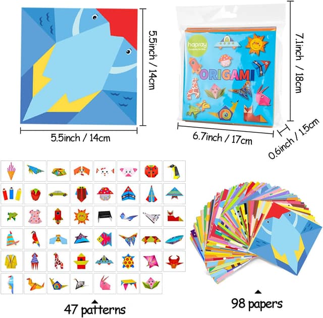 Detalle de hapray Origami Kit 98 sheets — kids craft set 🧩