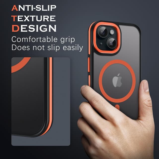 Detalle 2 de Telaso Magnetische Hülle für iPhone 15 Plus (6,7") mit MagSafe-Kompatibilität – orange