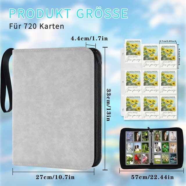 Thumbnail 2 de JUSONEY Sammelalbum Karten 720 Fächer Grau