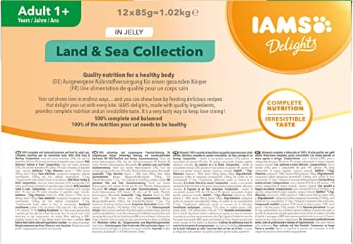 Detalle 2 de IAMS Delights Adult Cat Land & Sea Collection en Jelly 12 x 85 g