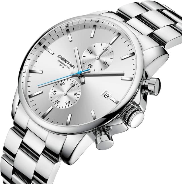 Detalle 2 de Affute Orologi da uomo in acciaio inox e metallo con cronografo al quarzo e impermeabilità 3 ATM