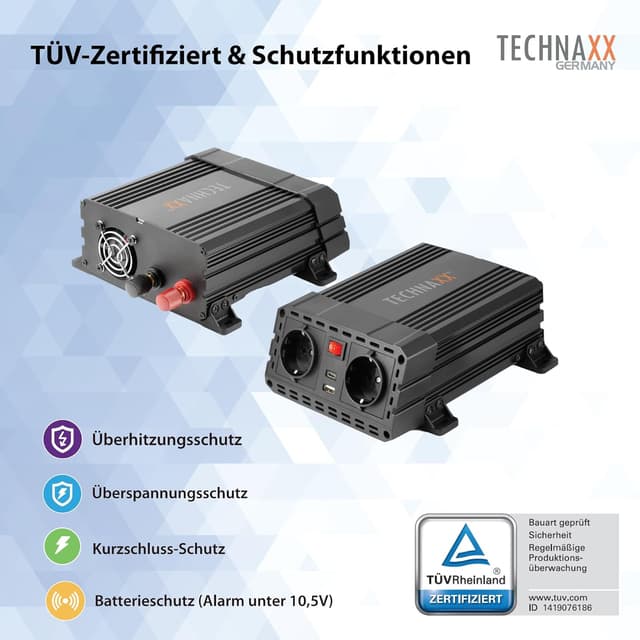 Thumbnail 4 de Technaxx TE19 Wechselrichter 600W 1200W Spitze