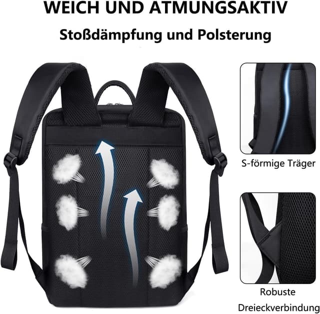 Detalle 2 de Dobaly Rucksack 15,6 Zoll Laptopfach wasserdicht