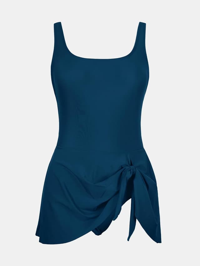 Detalle de CUPSHE Costume da bagno intero donna con scollo a U, spalline larghe regolabili e nodo frontale