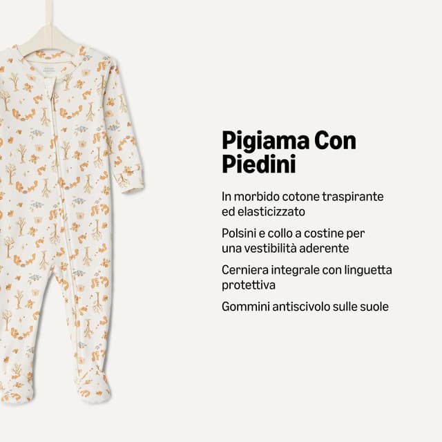 Detalle de Amazon Essentials x Sofia Grainge Pigiami con piedi attillati in cotone unisex per bimbi
