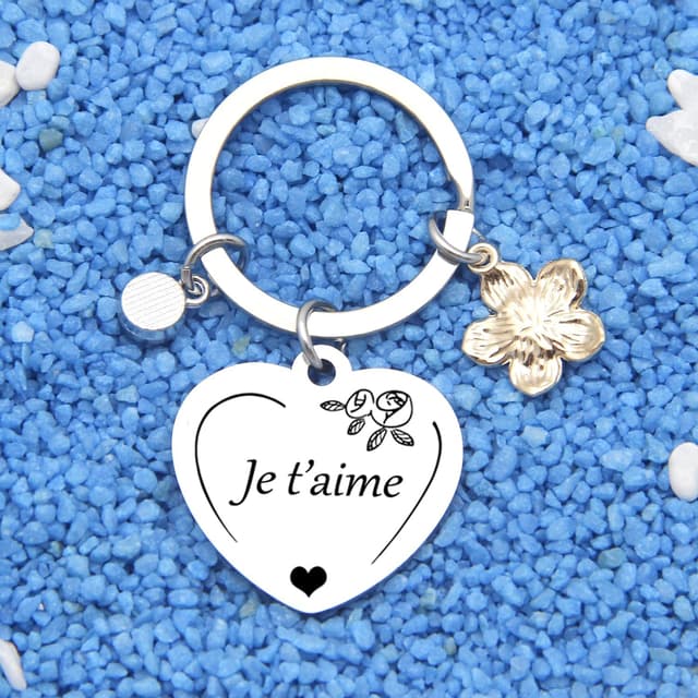 Detalle 2 de Porte-clés GUOYU « Maman, forme de fille/ fils » en pochette velours noir – cadeau pour la fête des mères