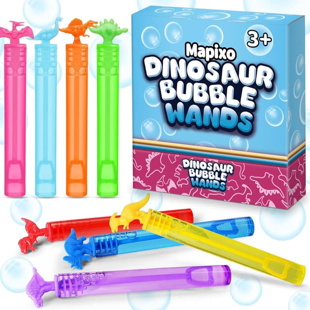 Detalle de 32 Pack Bubble for Kids Party Favors: 8 Style Mini Dinosaur Bubble Wands with Gift Box