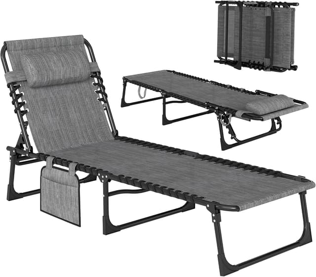 Detalle de Outsunny Chaise Longue Pliable Gris Bain de Soleil