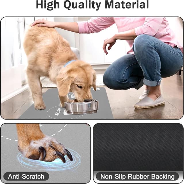 Detalle de Mavicen Dog Feeding Mat (40 x 60cm) – absorbent, non-slip, waterproof placemats for food and water