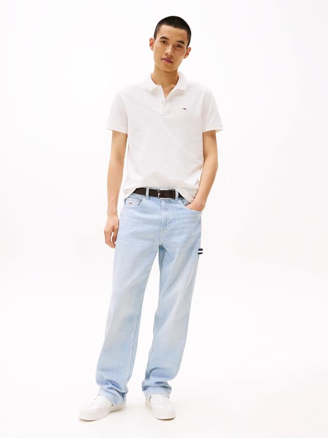 Detalle de Tommy Jeans TJM Slim Placket Polo Ext DM0DM20676 – polo homme en coton biologique (lot de 1)