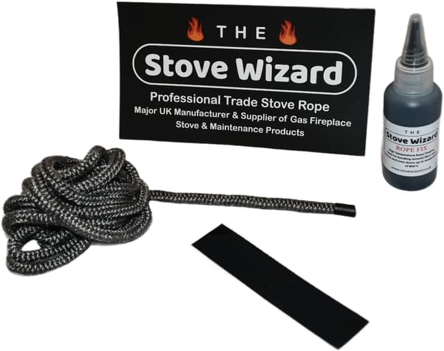 Detalle 2 de The Stove Wizard Black Stove Rope Kit (10mm x 3.5m) with Super Seal Adhesive & Flue Sealing Tape