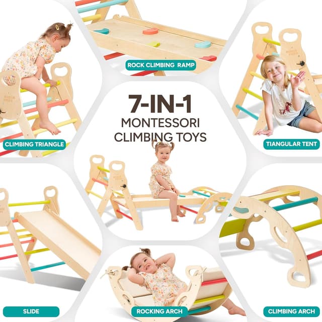 Thumbnail 2 de Indoor Klettergerüst ab 1 Jahr Montessori Kletterbogen mit Kissen