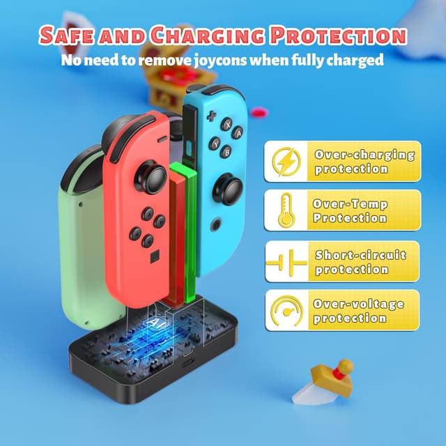 Detalle 2 de FASTSNAIL Ladestation für Switch Controller 4er-Pack