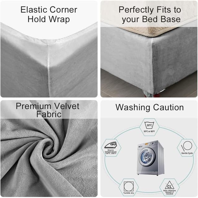 Detalle 2 de DUJUIKE Mantovana per giroletto in velluto riccio per divano letto, protezione e rinnovo (Cal King 180–190 cm) – Grigio chiaro