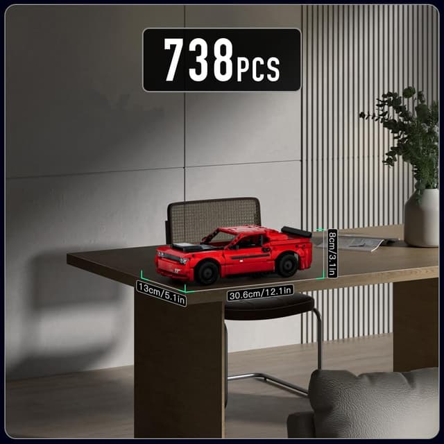 Detalle 2 de Mould King 15080 Technik Speed Champion Dodg Challenger Sportwagen Bausteine 738 Teile