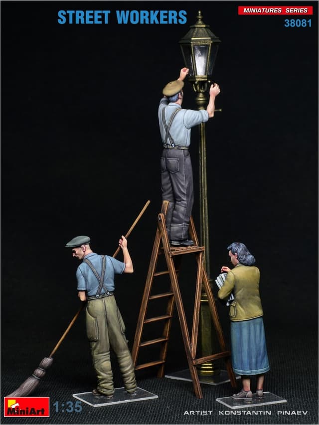 Detalle 2 de Miniart MIN38081 – Miniatura in scala 1:35 “Operai di strada” (kit modellato)