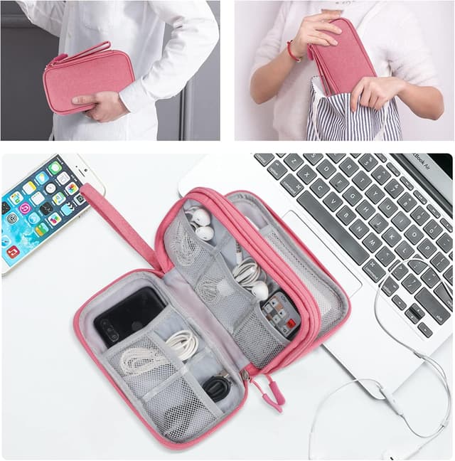 Thumbnail 6 de Simpolor Simpolor Cable Organiser Bag (Double-Layer) in Pink – travel electronics accessories organiser