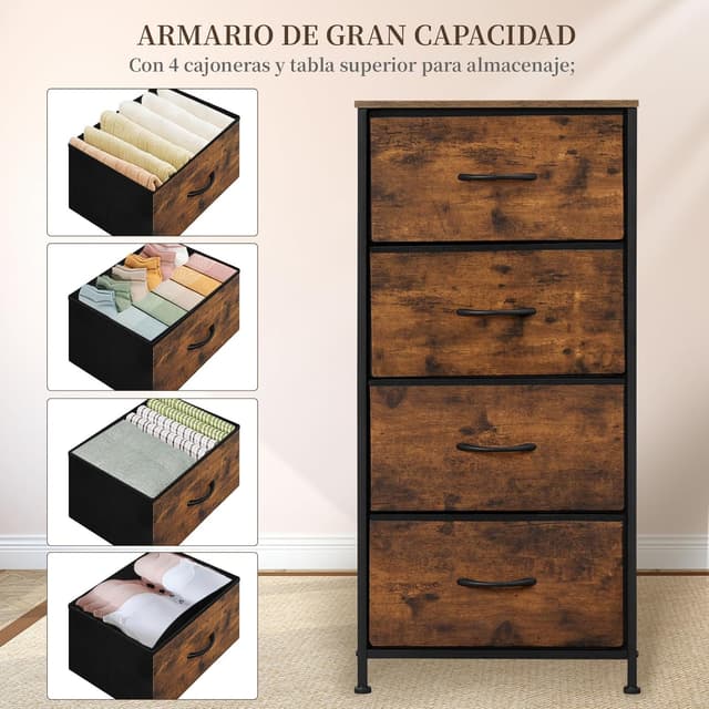 Thumbnail 5 de WOLTU SSK011shm Cajonera de tela 4 cajones 45x30x95 cm