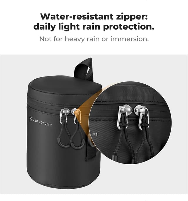 Detalle de K&F CONCEPT Objektivtasche wasserdicht mit gepolstertem Futter und Riemen – passend für Objektive bis 8×14 cm (M)