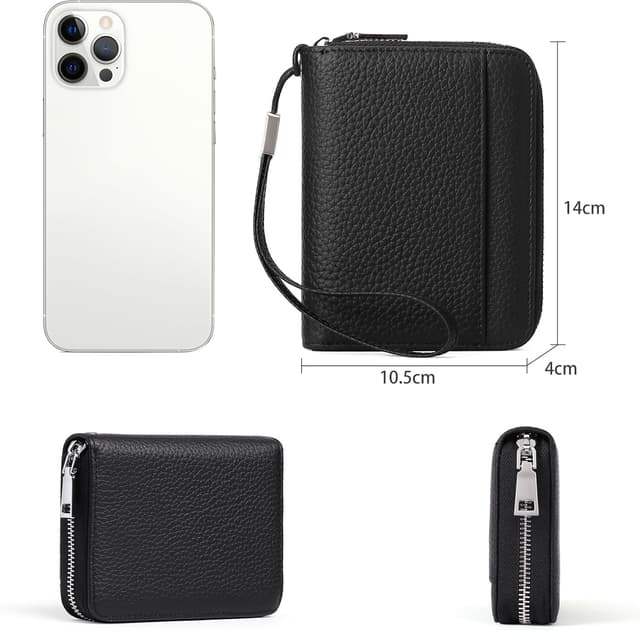 Detalle de SENDEFN women’s leather RFID credit card holder purse with wrist strap, coin pocket (24 slots)