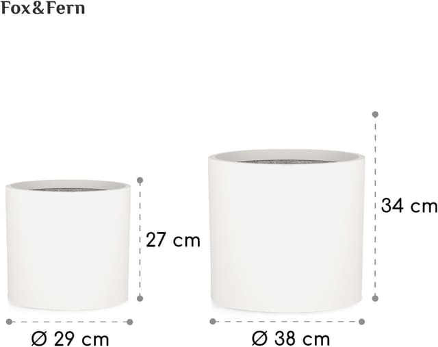 Detalle de Pot de Fleur Fiberstone pour intérieur & extérieur, grand format avec bouchon de drainage — lot de 2