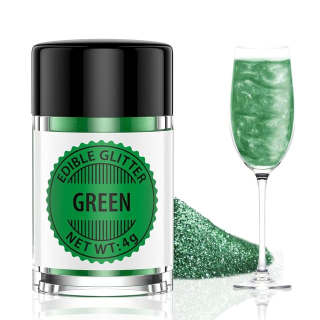 Detalle de Waysroma Essbarer Glitzer für Getränke (4 g) in Grün – geschmacksneutral & lebensmittelecht