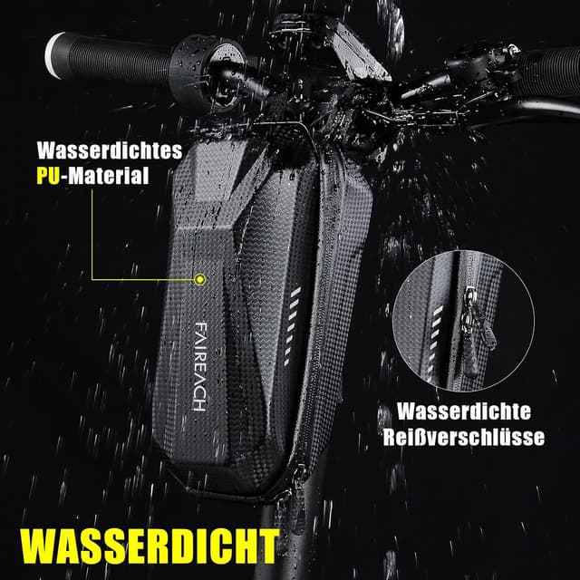 Detalle de Faireach E-Scooter Tasche mit EVA-Hartschale und wasserdichter Front-Tube-Bag – für Xiaomi Mi/M365, Ninebot & Co.