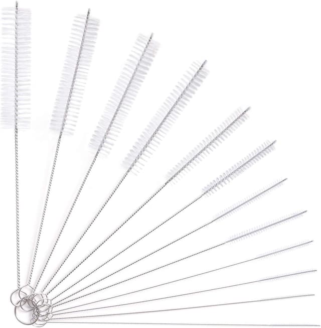 Detalle de Vicloon Spazzola Bottiglia – set da 12 mini scovolini in nylon e acciaio inox