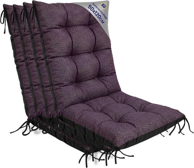 Detalle de Cuscino per sedia da giardino con schienale alto Amazinggirl (set da 4, 50x120 cm) bordeaux impermeabile