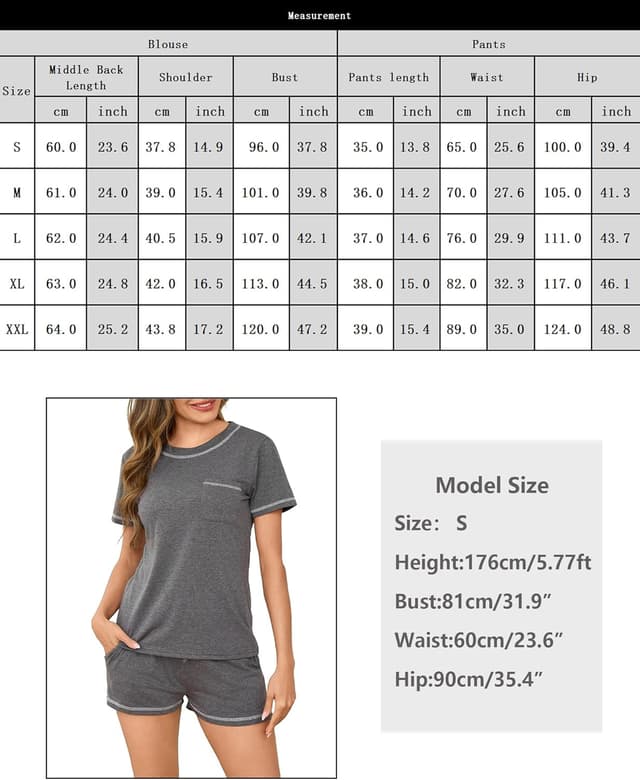 Thumbnail 5 de Bresdk Pigiama da Donna Manica Corta 2 pezzi