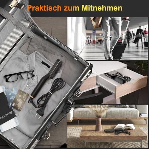 Detalle 2 de ANLAN Cepillo Alisador de Barba con 5 Niveles de Temperatura 🧔