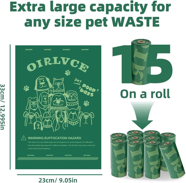 Detalle 2 de OIRLVCE 540 Dog Poo Bags 36 Rolls — Extra Thick
