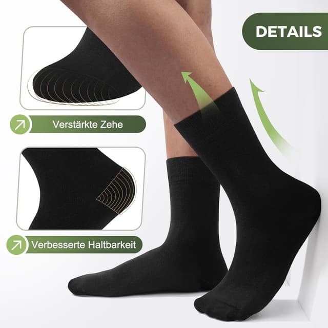 Detalle de FALARY Bambus-Socken 6/12 Paar (Herren & Damen) – superweich, nahtlos & anti-Blasen