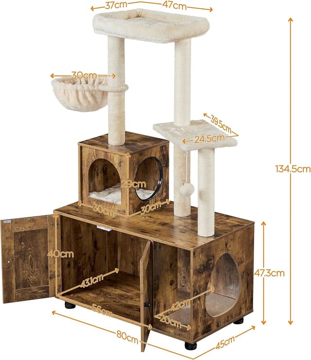 Detalle de Yaheetech cat tree tower 134.5H cm