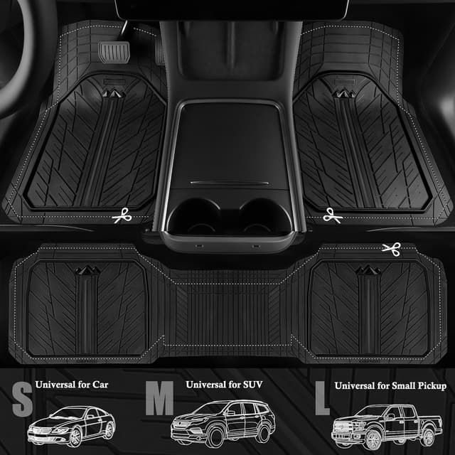 Thumbnail 3 de CAR PASS Heavy Rubber Car Floor Mats — Universal Trim-to-Fit 1 set