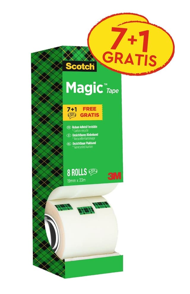 Detalle de Scotch Magic Tape Vorteilspack mit 8 Rollen – unsichtbares Klebeband (19 mm x 33 m) für Papier & Dokumente