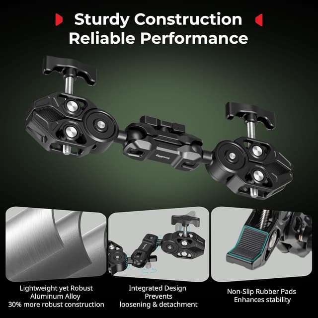 Detalle de SMALLRIG Dual Head Super Clamp 5453 : pince super puissante à double tête (jusqu’à 2 kg)