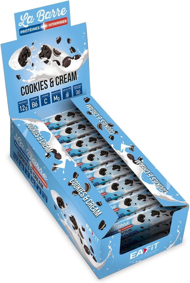Detalle de EAFIT La Barre Protéines Vitamines Cookies & cream – Présentoir de 24 barres