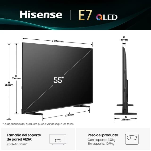 Thumbnail 3 de Hisense QLED 55E7Q 4K Ultra HD Smart TV 📺